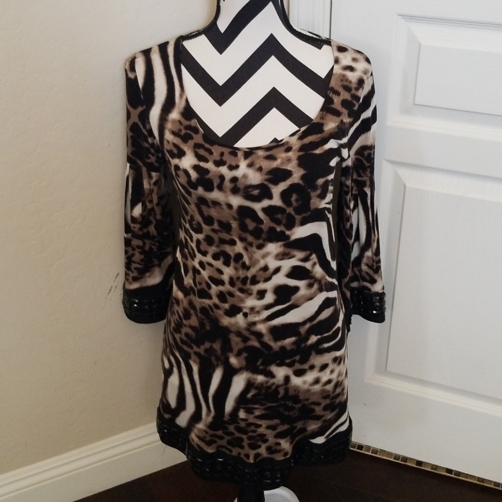 Casting Jeweled Animal Print Dress